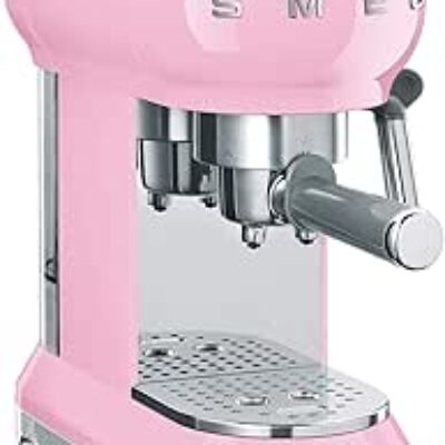 ECF01PKEU	CAFETIERE A BRAS SMEG ANNÉES 50 VINTAGE COULEUR ROSE